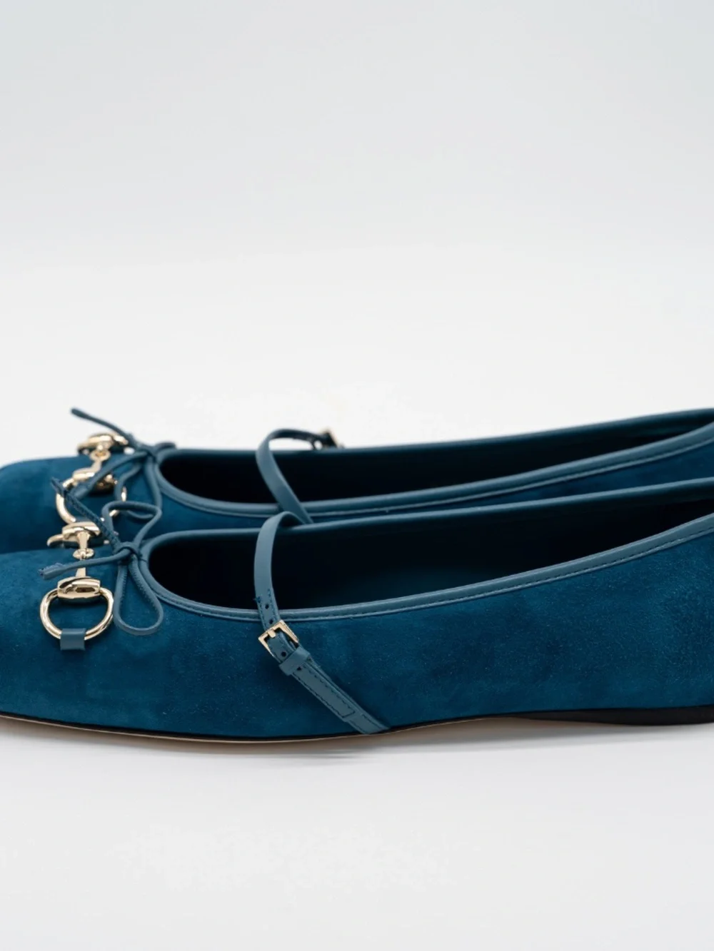 Gucci Women's Ballet Flats Horsebit Blue Suede Mary Jane size 36.5 6.5 US